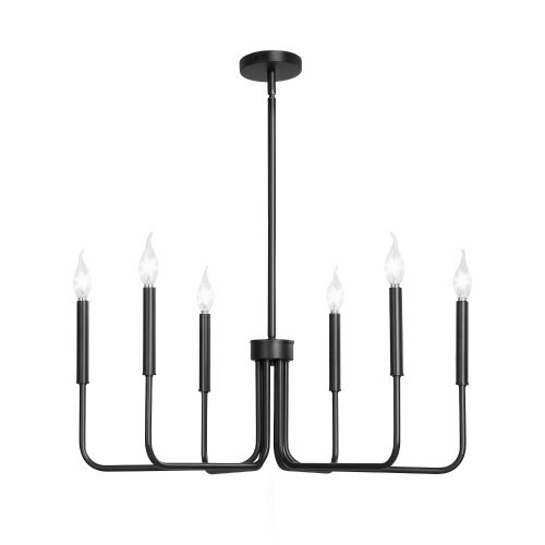  6-Light Chandelier, Black Farmhouse Chandelier, Adjustable Height, Dini... - $42.12