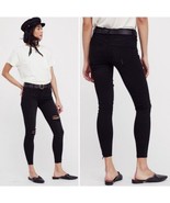 Free People Shark Bite Raw Hem Black Skinny Jeans Size 27 - $549.68 MXN