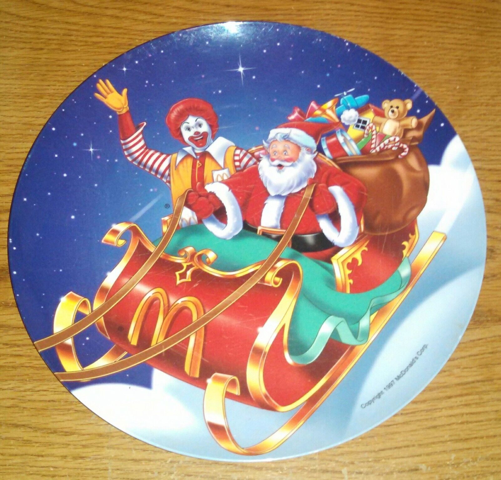 Vintage 1997 Christmas Collector's Plate Melamine Ronald McDonald & Santa Claus - $5.00