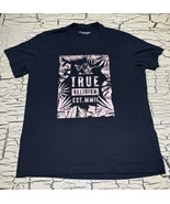 True Religion Black &amp; Metallic Gold Foil T-Shirt Buddha Ladies Unisex Si... - $460.37 MXN