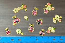 Ladybugs and Flowers Iron on Fabric Appliques Pre-Cut - £3.55 GBP