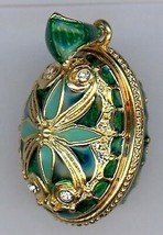Russian Faux Pendant of Green and gold w/elaberate design with crystals - £43.47 GBP