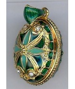 Russian Faux Pendant of Green and gold w/elaberate design with crystals - $73.88 CAD