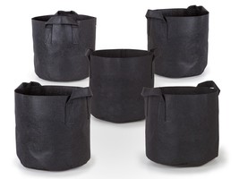 247Garden 5-Pack 15 Gallon Grow Bags Heavy Duty Nonwoven Fabric Pots w/ ... - £15.52 GBP