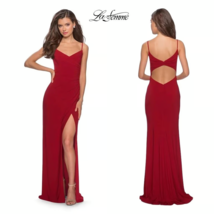 La Femme Sz 4 Womens Ruched Maxi Dress Long Gown Red Cutout Back Jersey ... - $128.69