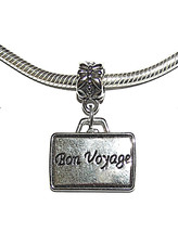 Vintage BON VOYAGE Suitcase Charm  Fits European Bracelets And Necklaces - $11.83