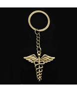 CADUCEUS KEYCHAIN Doctor Nurse Medical Bronze Tone Metal Charm Key Chain... - €6,87 EUR