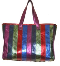 Laurence Heller Multicolor Fancywork Women&#39;s Lether Zipper Hand Bag  - £131.72 GBP