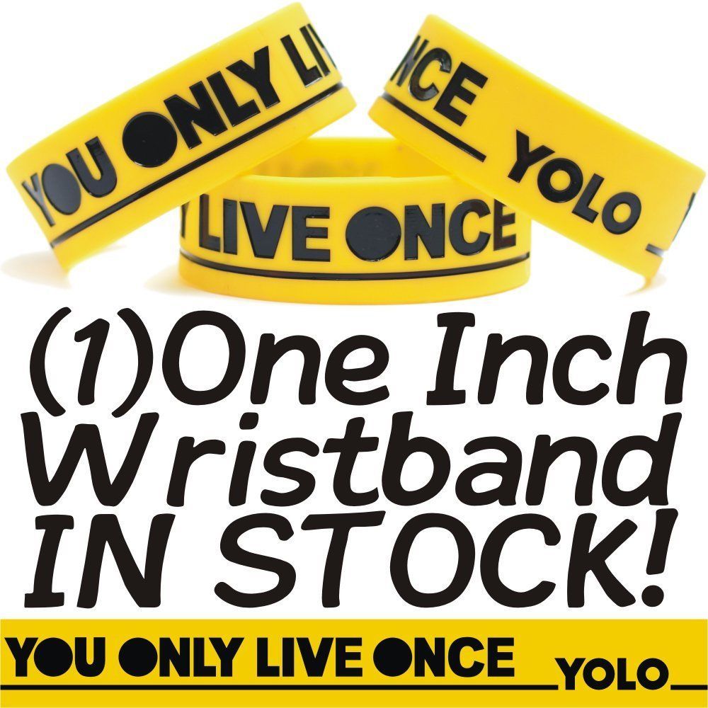 YOLO You Only Live Once Wristband In Yellow That&#39;s My Motto Bracelet Mus... - $9.88
