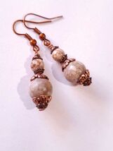Maifan Stone Earrings Necklace Set: Copper Tone Victorian Jewelry - $47.88 CAD