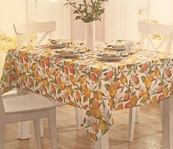 Lemon Lemons Fabric Tablecloth French Country 70&quot; Round Easy Care Polyester - £20.00 GBP