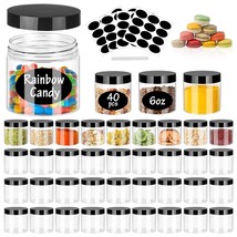 6Oz Plastic Jars With Black Lids 40Pcs Empty Plastic Pot Jars Round Refillable C - £36.19 GBP