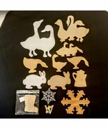 Wooden Plaque LOT of 13 Arts Crafts Projects Wood Goose Geese Rabbits Sn... - €8,53 EUR
