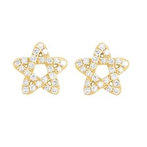 0.25CT Genuine Moissanite Mini Star Stud Earrings 14K Yellow Gold Plated Silver - £95.73 GBP