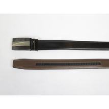 Men VALENTINI Leather Track Belt Adjustable Removable Buckle V531 Black image 5