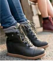 Forsake Alma High Women&#39;s Outdoor Sneaker Boots Size 7.5 Black Wedge - $37.39