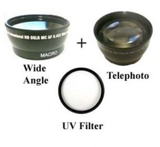 Wide Lens + Tele Lens + Uv For Sony HDR-PJ660 HDR-PJ660E HDR-PJ660V HDR-PJ660VE - £35.22 GBP