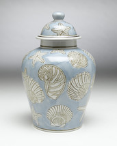 AA Importing 59728 Blue Seashell 10 Inch Ginger Jar - £61.30 GBP