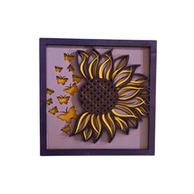 3D Sunflower &amp; Butterfly Wood Wall Art – Layered Mandala Decor - $40.00