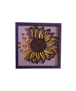 3D Sunflower &amp; Butterfly Wood Wall Art – Layered Mandala Decor - $739.38 MXN