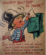 Southern Boy Art Vintage Mid Century Jail Birthday Greeting Unfold Card ... - $28.05 CAD