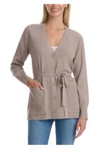 Splendid Womens Cardigan Taupe Sweater Belted Long Sleeves Button-Front ... - $45.99
