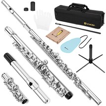 Flute, Closed Hole 16 Keys C Flutes For Beginner Kid Orchestra School Band Stude - £89.59 GBP
