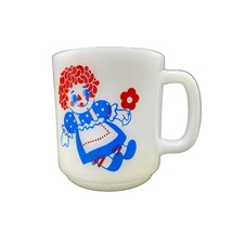 Vintage Glasbake Raggedy Ann &amp; Andy Double sided Milk Glass Mug - £11.20 GBP