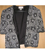 Stunning Ladies Black and White Beaded & Embroidered Bolero Jacket Kazar Large - $13.10