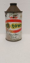 Vintage Drink Up Town Sparkling Clear Lemon Ottawa Cone Top Soda Can - $65.00