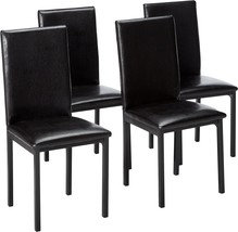 Roundhill Furniture Noyes Faux Leather Metal Frame Dining Chair, Set Of 4, Black - $184.92