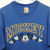 Vtg Mickey Mouse Disney Designs Faces Blue Striped T Shirt L XL SS USA Made - £25.83 GBP