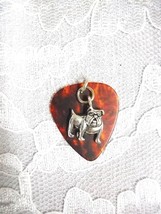 NEW BROWN GUITAR PICK w FULL BODY ANIMAL BULL DOG CHARM PENDANT ADJ NECK... - $4.99