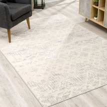 8 X 11 Ivory Distressed Ikat Pattern Area Rug - €369,11 EUR