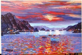 Howard Behrens &quot;Amalfi Sunset&quot; Waterfront Heavily Embellished List $3750 HS# COA - £1,975.93 GBP