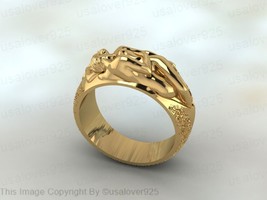Antique Love Sterling Silver Yellow Gold Plated Unique Unisex Ring Jewelry - £44.10 GBP