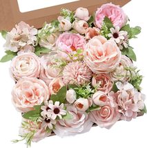 Serwalin Artificial Flowers Pink Wedding Flowers Silk Flowers with Stems Fake - £13.30 GBP