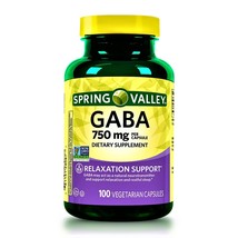 Spring Valley GABA Amino Acid Supplement 750 mg, 100 Vegetarian Capsules  - £18.70 GBP