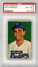 1951 Bowman Ralph Branca #56 PSA 8.5 P1312 - £470.86 GBP