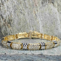 Brilliant Round 12.20Ct Natural Moissanite Tennis Bracelet 14KYellow Gold Plated - £253.22 GBP