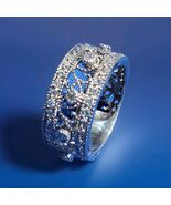 Sterling Silver DESIGNER White CZ Filigree Wedding Band Bridal Ring Size... - $185.25