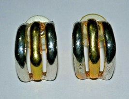Vintage gold and silver tone Earrings 1970s - £13.25 GBP