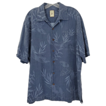 Jamaica Jaxx Shirt Mens XL Blue Silk Floral Tropical Travel Party Island... - $12.16