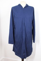 Lands End M 10-12 Navy Blue Cotton Hooded Zip-Front Robe Dress Cover-Up - £22.41 GBP