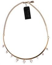 New Yoshi New York Gold Plated Clear Crystal Half Circle Bar Statement Necklace - £21.04 GBP