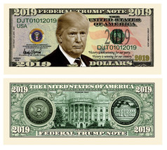 Donald Trump 2019 Collectible Pack of 5 Funny Money Novelty Dollar Bills - £4.71 GBP