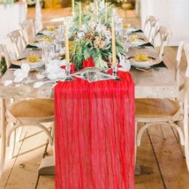 Gauze Cheesecloth Table Runner Red 10Ft Cheese Fabric Table Runner For W... - $18.99