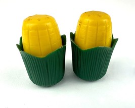 Vintage Corn on the Cob Salt and Pepper Shakers Plastic 2&quot; Tall VGC - £8.55 GBP
