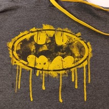 Batman Men's Gray & Yellow Graphic Drawstring Hoodie Pullove Sweatshirt Size L image 5