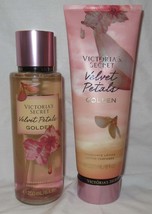 Victoria&#39;s Secret Fragrance Mist &amp; Lotion Set Lot Of 2 Velvet Petals Golden - £27.61 GBP